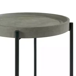 New Kirklands Home Concrete Round Tray Top Side Table Gray