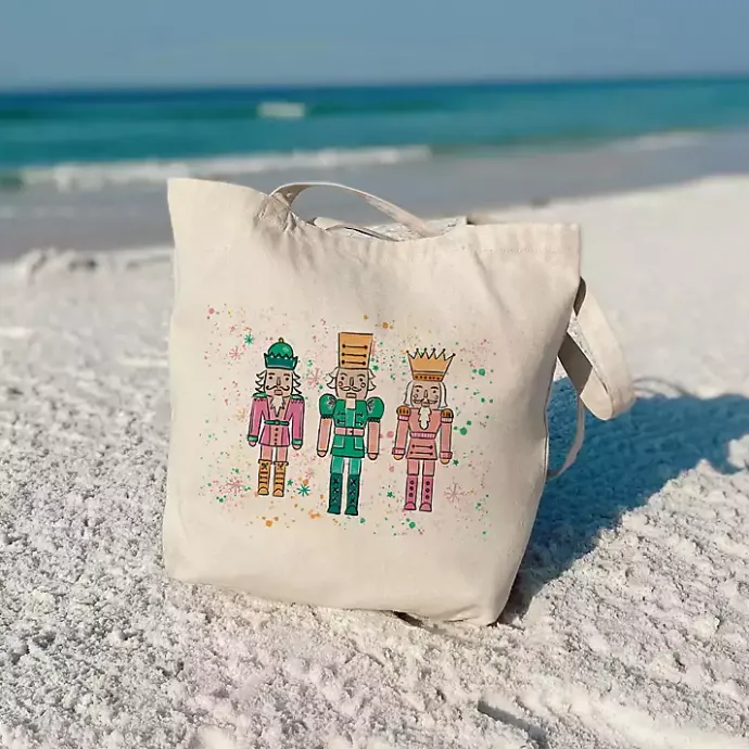 New Kirklands Home Confetti Nutcracker Trio Canvas Tote Bag