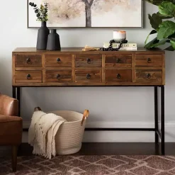Best Kirklands Home Console Table with Keeping Drawers Brown