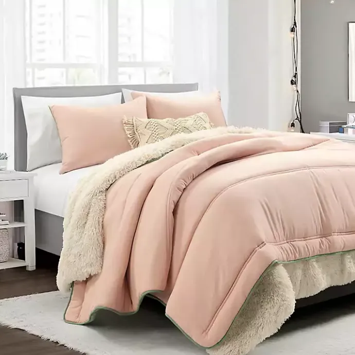Kirklands Home Coral & Sage Reversible 3-pc. Queen Comforter Set