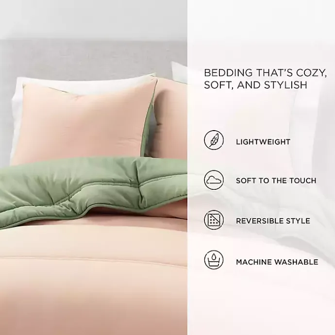 Kirklands Home Coral & Sage Reversible 3-pc. Queen Comforter Set