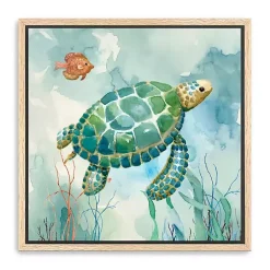 Kirklands Home Coral Bay Sea Turtle Framed Canvas Art Print