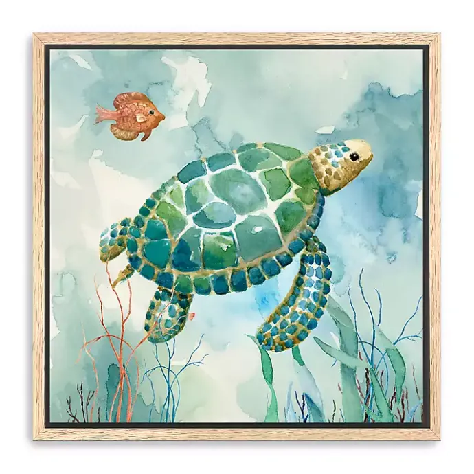 Kirklands Home Coral Bay Sea Turtle Framed Canvas Art Print