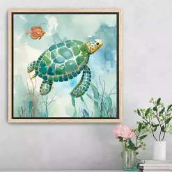 Kirklands Home Coral Bay Sea Turtle Framed Canvas Art Print