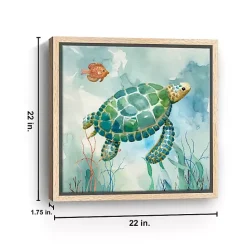 Kirklands Home Coral Bay Sea Turtle Framed Canvas Art Print