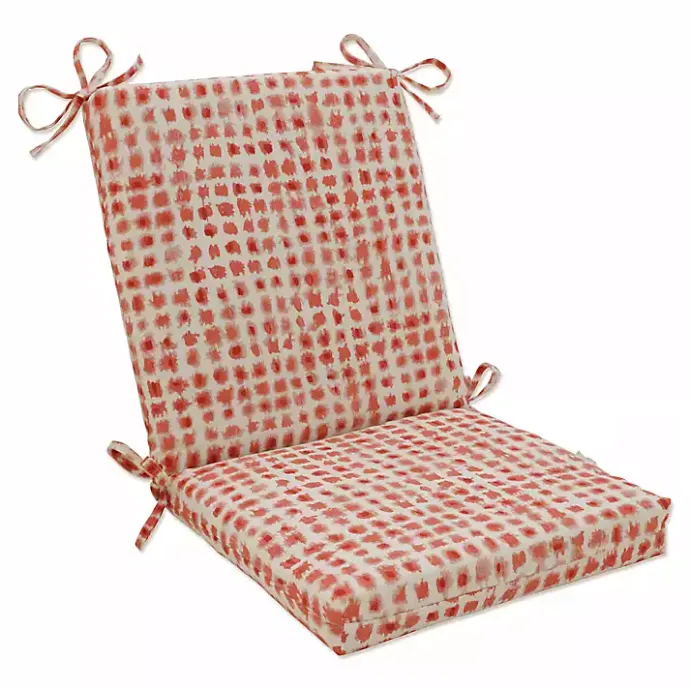 Discount Kirklands Home Coral Checkered Outdoor Chair Cushion