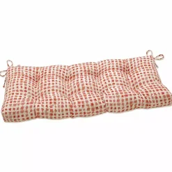 New Kirklands Home Coral Checkered Outdoor Settee Cushion
