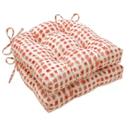 Online Kirklands Home Coral Checkered Wicker Chair Cushions, Set of 2