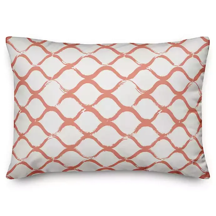 Sale Kirklands Home Coral Coastal Diamond Print Pillow