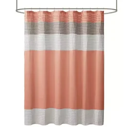 Kirklands Home Coral Colorblock Silky Shower Curtain Pink