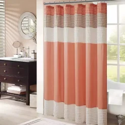 Kirklands Home Coral Colorblock Silky Shower Curtain Pink