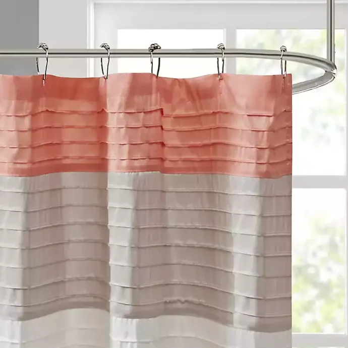 Kirklands Home Coral Colorblock Silky Shower Curtain Pink