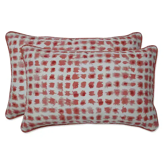 Best Kirklands Home Coral Dotted Outdoor Lumbar Pillows, Set of 2