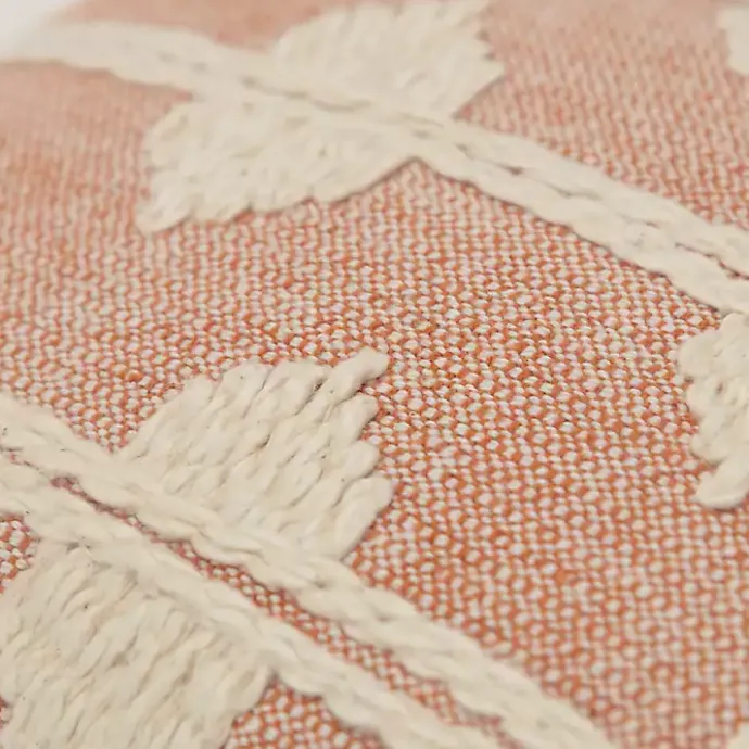 Sale Kirklands Home Coral Heathered Embroidered Diamond Throw Pillow