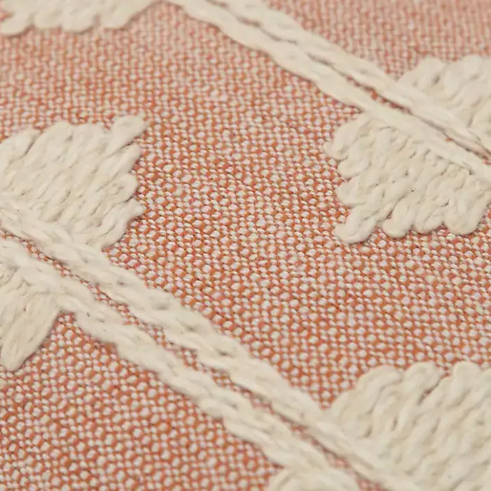 Sale Kirklands Home Coral Heathered Embroidered Diamond Throw Pillow