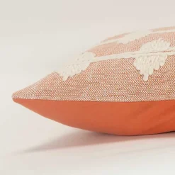 Sale Kirklands Home Coral Heathered Embroidered Diamond Throw Pillow