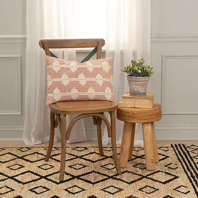 Sale Kirklands Home Coral Heathered Embroidered Diamond Throw Pillow