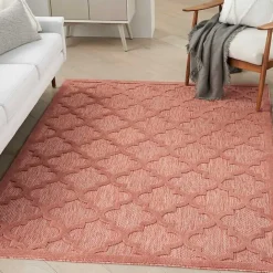 Kirklands Home Coral Trellis Indoor/Outdoor Area Rug, 6x9 Pink