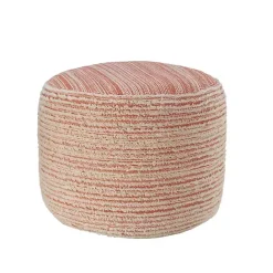 Discount Kirklands Home Coral Tropical Textured Distressed Pouf Pink