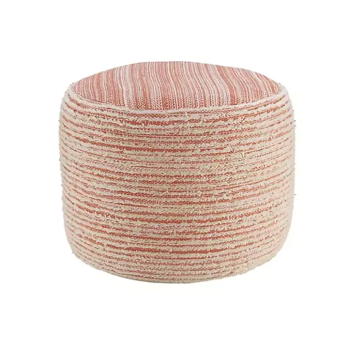 Discount Kirklands Home Coral Tropical Textured Distressed Pouf Pink