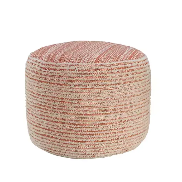 Discount Kirklands Home Coral Tropical Textured Distressed Pouf Pink