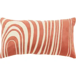 Sale Kirklands Home Coral Velvet Wave Lumbar Pillow
