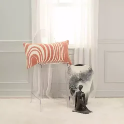 Sale Kirklands Home Coral Velvet Wave Lumbar Pillow