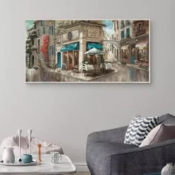 Best Kirklands Home Corner Cafe Framed Canvas Art Print Gray