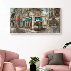 Best Kirklands Home Corner Cafe Framed Canvas Art Print Gray