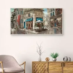 Best Kirklands Home Corner Cafe Framed Canvas Art Print Gray