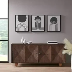 Sale Kirklands Home Cosmic Curl Geometric 3-pc. Grayscale Wall Art