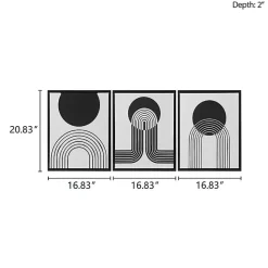 Sale Kirklands Home Cosmic Curl Geometric 3-pc. Grayscale Wall Art