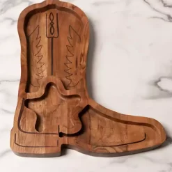 Hot Kirklands Home Cowboy Boot Chips & Dip Serving Platter Brown