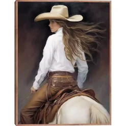 Hot Kirklands Home Cowgirl Framed Canvas Art Print Brown
