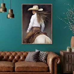 Hot Kirklands Home Cowgirl Framed Canvas Art Print Brown