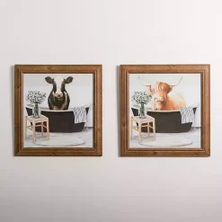 Clearance Kirklands Home Cows in the Bathtub Framed Art Prints, Set of 2 Multi