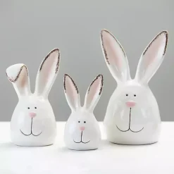 Outlet Kirklands Home Crackle Finish Bunny Heads, Set of 3 White