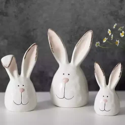 Outlet Kirklands Home Crackle Finish Bunny Heads, Set of 3 White