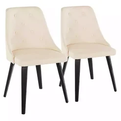 Hot Kirklands Home Cream & Black Faux Leather Dining Chairs, Set of 2 Ivory
