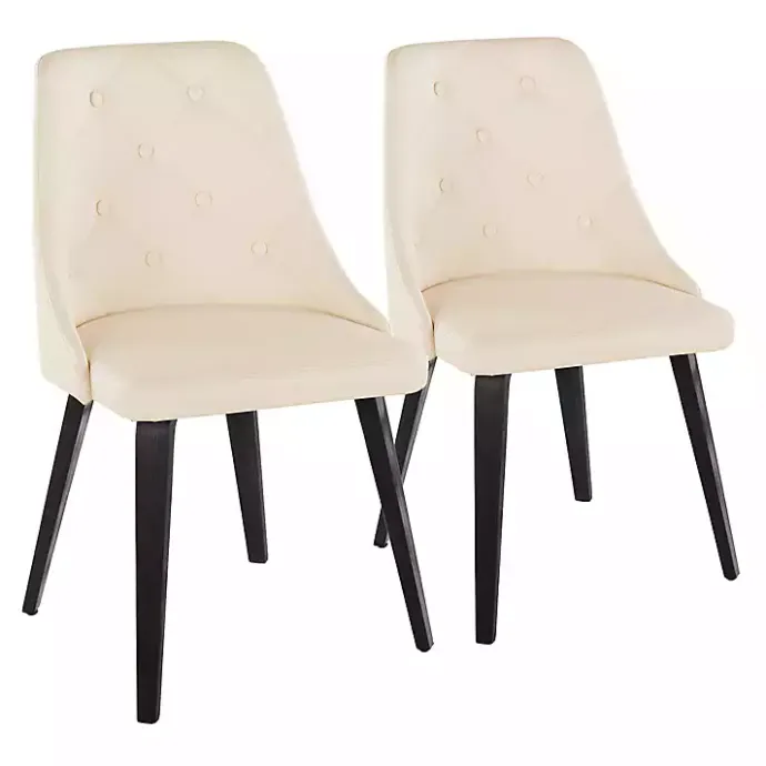 Hot Kirklands Home Cream & Black Faux Leather Dining Chairs, Set of 2 Ivory