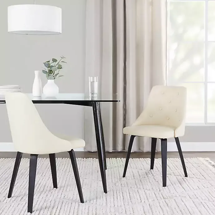 Hot Kirklands Home Cream & Black Faux Leather Dining Chairs, Set of 2 Ivory
