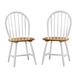 Kirklands Home Cream & Natural Wooden Dining Chairs, Set of 2 White