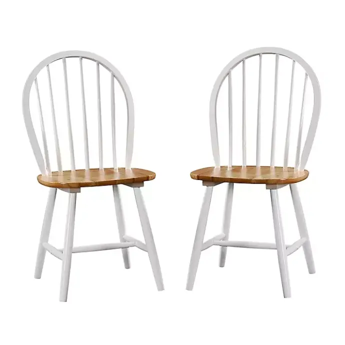 Kirklands Home Cream & Natural Wooden Dining Chairs, Set of 2 White