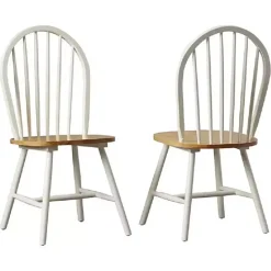 Kirklands Home Cream & Natural Wooden Dining Chairs, Set of 2 White