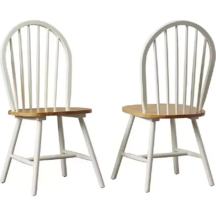 Kirklands Home Cream & Natural Wooden Dining Chairs, Set of 2 White