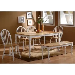 Kirklands Home Cream & Natural Wooden Dining Chairs, Set of 2 White