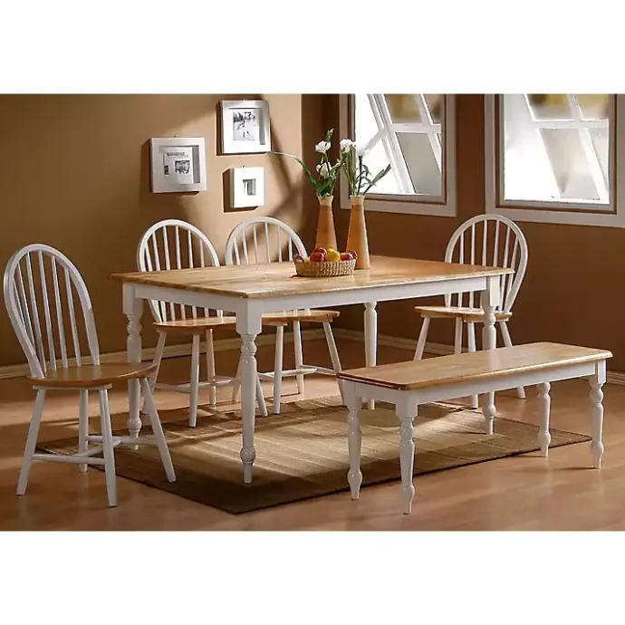 Kirklands Home Cream & Natural Wooden Dining Chairs, Set of 2 White