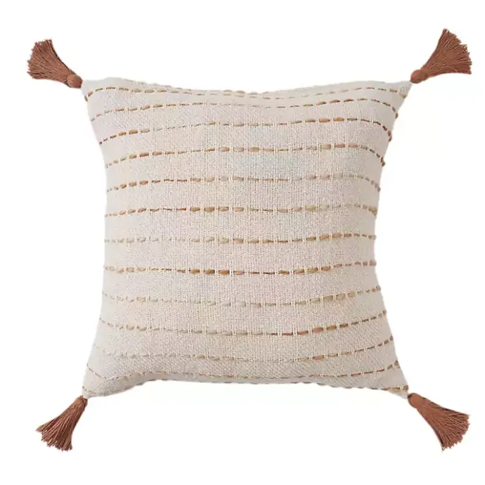 Sale Kirklands Home Cream & Terracotta Ombre Dash Throw Pillow Orange