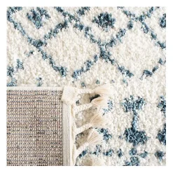 Sale Kirklands Home Cream and Blue Bergen Weathered Fringe Rug, 5x7