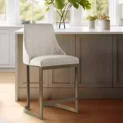 Clearance Kirklands Home Cream and Gold Counter Stool White